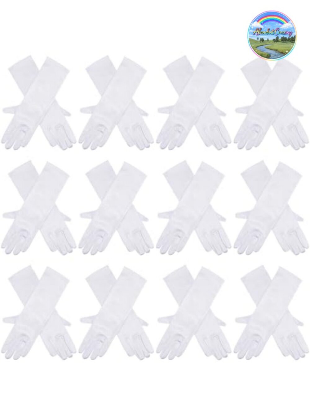 12 Pairs Girls Satin Gloves Dress Up Long Gloves for Wedding Party